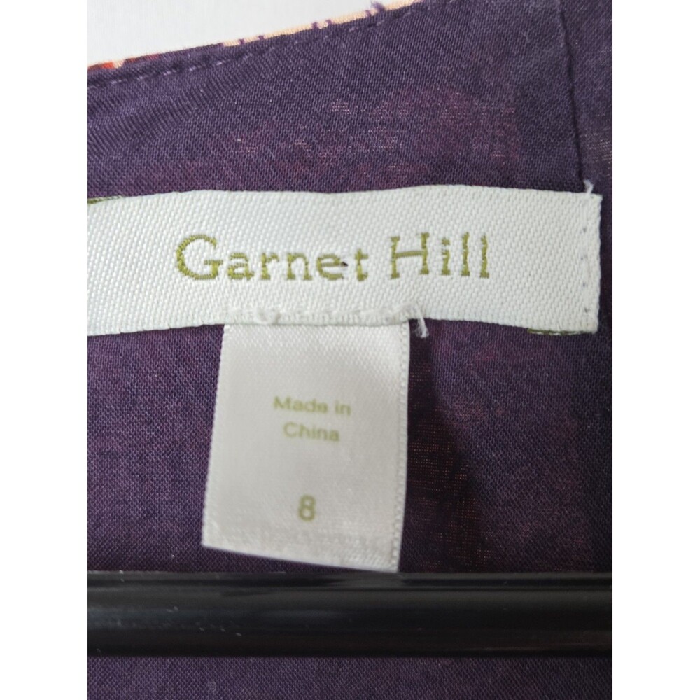 Garnet Hill Dress Womens 8 Floral 100% Cotton Fit Flare Waist Tie Midi - Picture 7 of 12